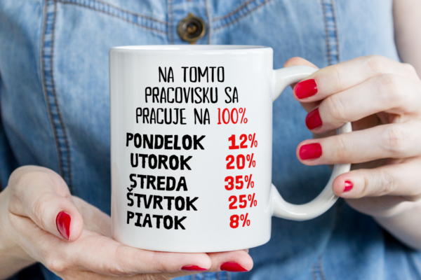 Keramický hrnček - Na tomto pracovisku sa pracuje..