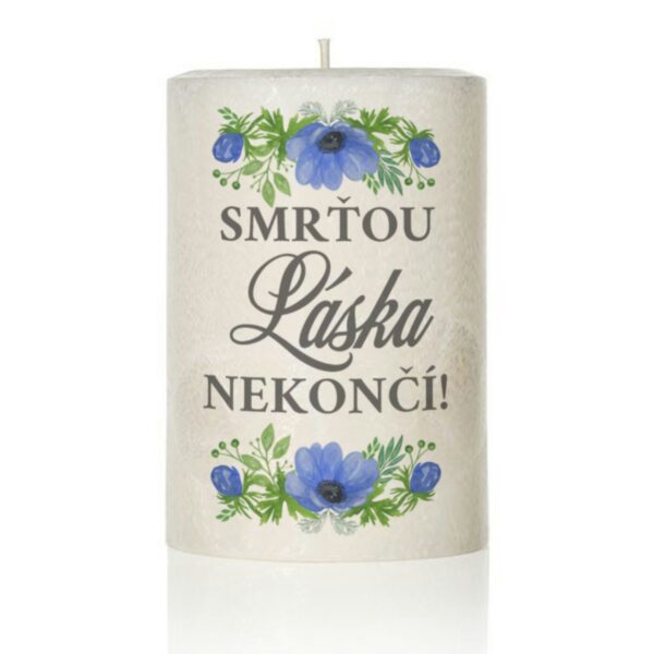 Dekoračná palmová sviečka- smrťou láska nekončí..