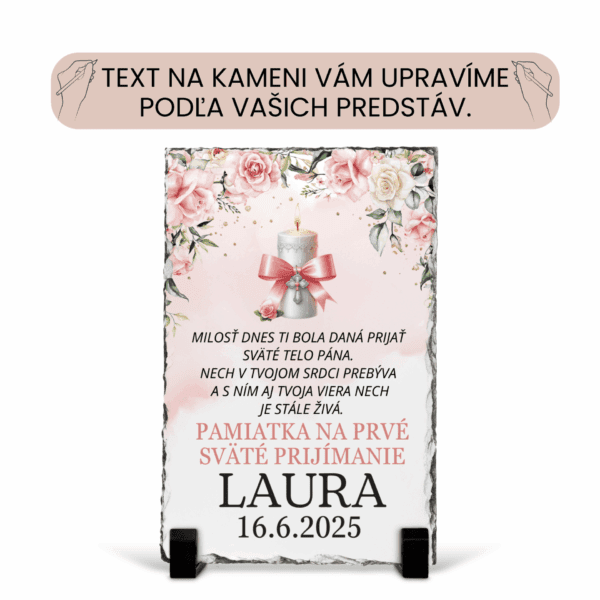 Krásny prírodný kameň s Vaším vlastným textom k 1.Sv prijímaniu 3