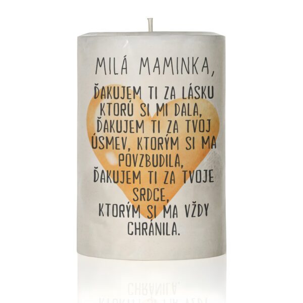 Dekoračná sviečka pre mamu, poďakovanie.