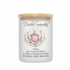 Veľka sviečka v sklenenenej dóze s bambusovým viečkom pre mamu 17