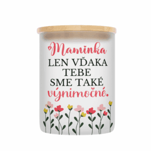 Veľka sviečka v sklenenenej dóze s bambusovým viečkom pre mamu 18
