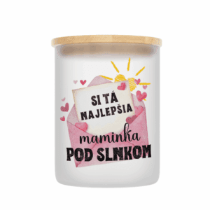 Veľka sviečka v sklenenenej dóze s bambusovým viečkom pre mamu 21