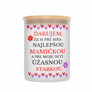 Veľka sviečka v sklenenenej dóze s bambusovým viečkom pre mamu 23