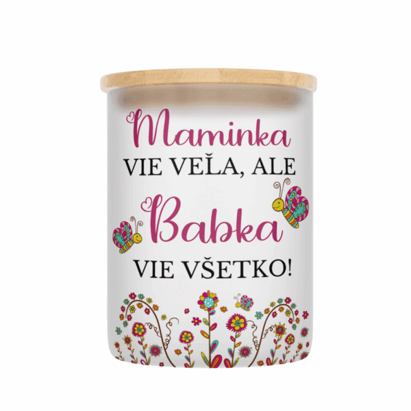 Veľka sviečka v sklenenenej dóze s bambusovým viečkom pre mamu 24