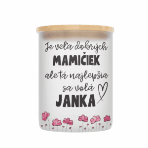 Veľka sviečka v sklenenenej dóze s bambusovým viečkom pre mamu 25