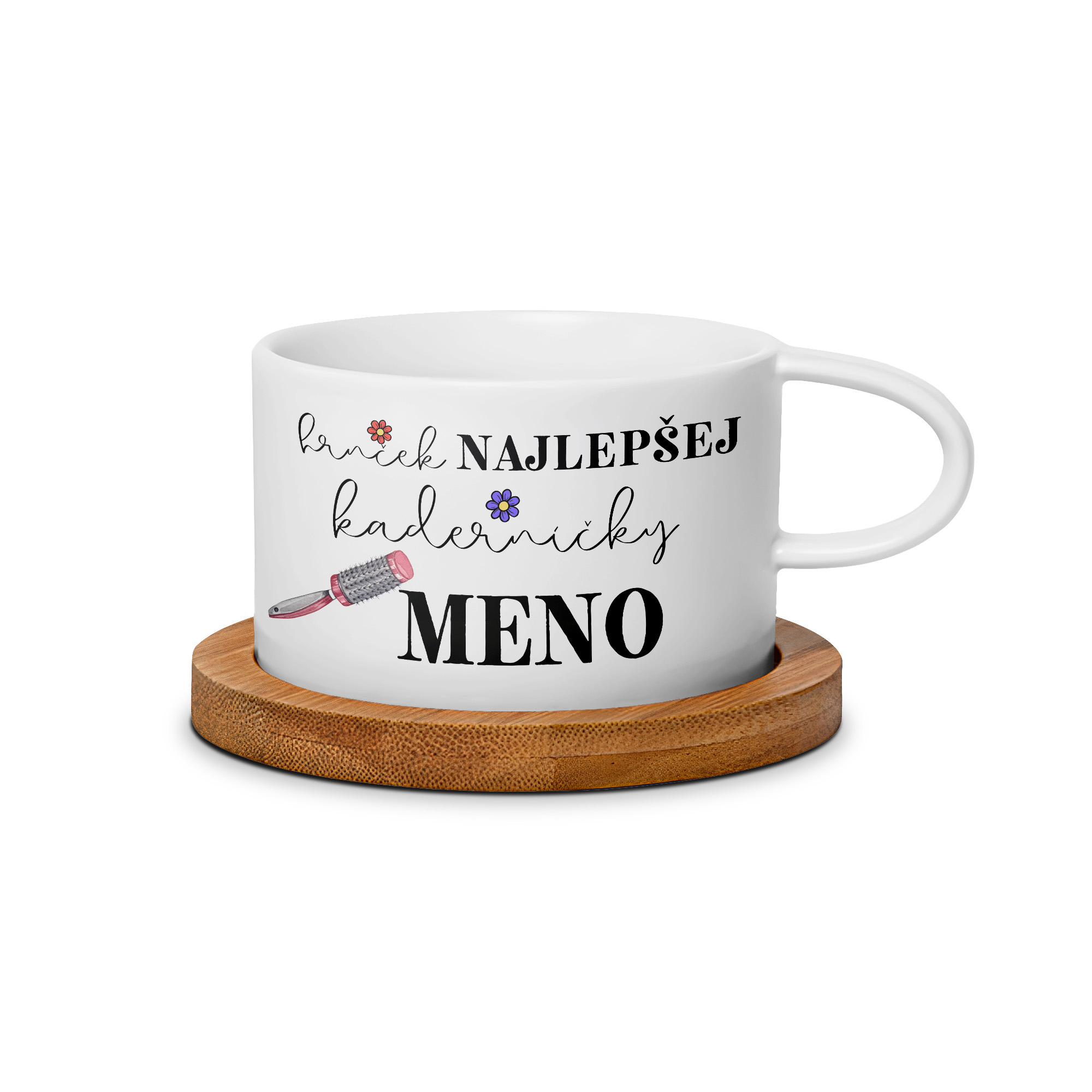 Personalizovaný hrnček makrónka s kaderníckym motívom 1