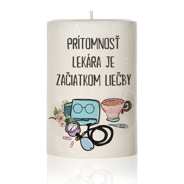 Personalizovaná sviečka s lekárskym motívom a vlastným textom 34
