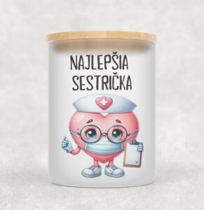 Veľka sviečka v sklenenenej dóze s bambusovým viečkom pre lekára/lekárku 13