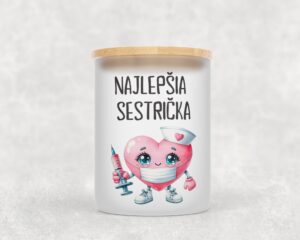 Veľka sviečka v sklenenenej dóze s bambusovým viečkom pre lekára/lekárku 16