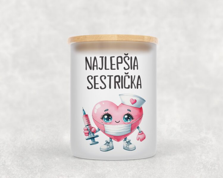 Veľka sviečka v sklenenenej dóze s bambusovým viečkom pre lekára/lekárku 16