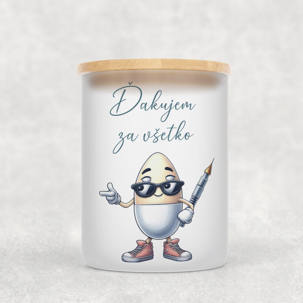 Veľka sviečka v sklenenenej dóze s bambusovým viečkom pre lekára/lekárku 2