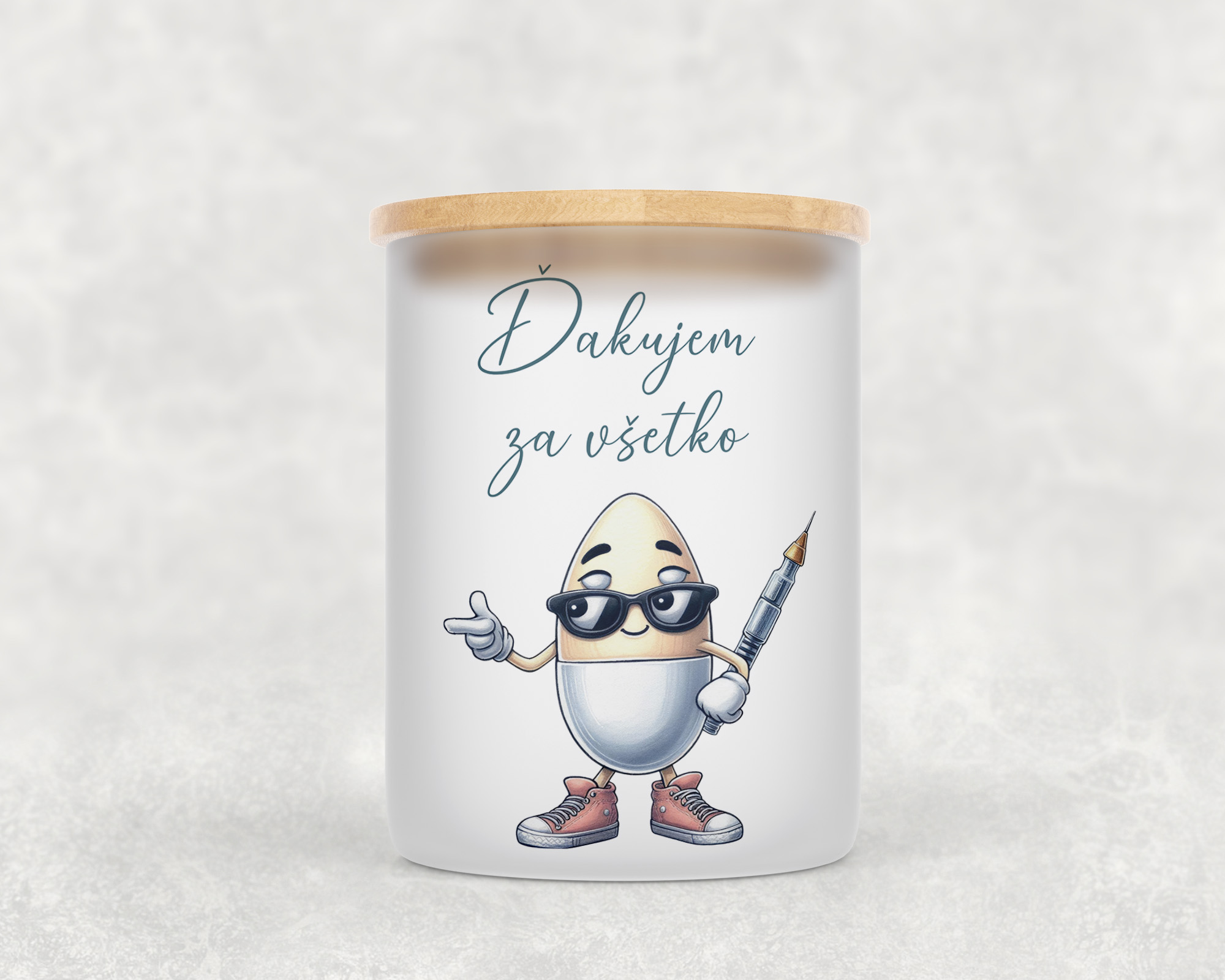 Veľka sviečka v sklenenenej dóze s bambusovým viečkom pre lekára/lekárku 2