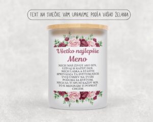 Palmová sviečka s meninovým prianím v sklenenej dóze s viečkom