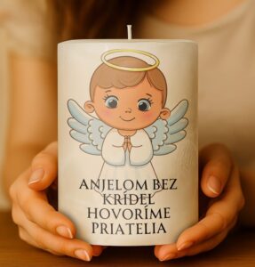 Dekoračná palmová sviečka - Anjelom bez krídel hovoríme priatelia 2