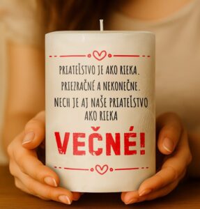 Dekoračná palmová sviečka - Priateľstvo je ako rieka.