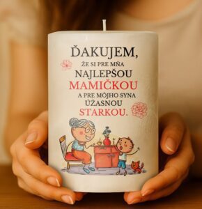 Dekoračná palmová sviečka - Ďakujem,že si pre mňa najlepšou MAMIČKOU..