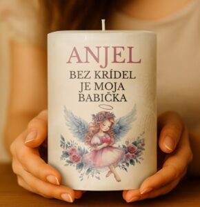 Dekoračná palmová sviečka - Anjel bez krídel je moja babička