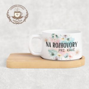 Matný hrnček DUO s bambusovou podšálkou – Na rozhovory pri káve