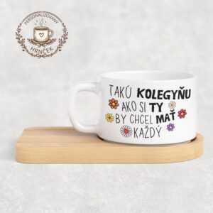 Matný hrnček DUO s bambusovou podšálkou – Takú kolegyňu ako si ty by chcel mať každý