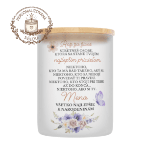 Personalizovaná darčeková sviečka v skle – k narodeninám a sviatku 8