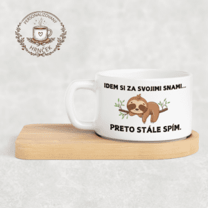 Matný hrnček DUO s bambusovou podšálkou  – idem si za svojimi snami..