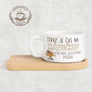 Matný hrnček DUO s bambusovou podšálkou  – teraz je čas na kávičku