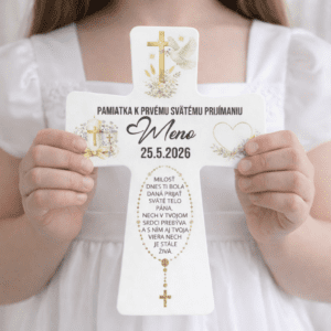 Prvé sväté prijímanie keramický kríž na stojane