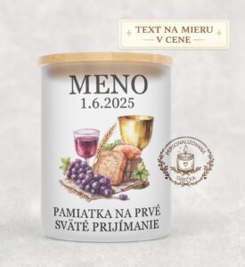 Sviečka na prvé sväté prijímanie – kalich, víno a chlieb
