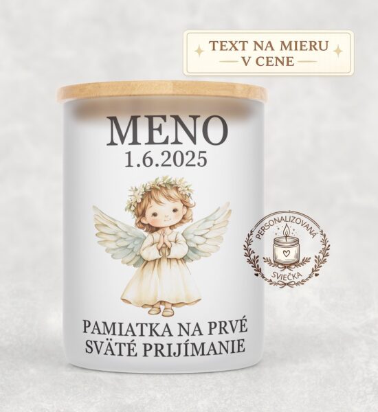 Sviečka na prvé sväté prijímanie – anjelik s blond vlasmi