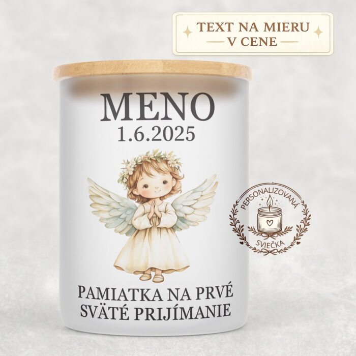 Sviečka na prvé sväté prijímanie – anjelik s blond vlasmi
