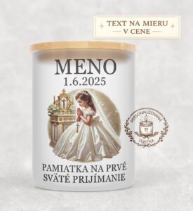 Sviečka na prvé sväté prijímanie – dievča s hnedými vlasmi pri modlitbe