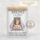 Sviečka na prvé sväté prijímanie – dievča s blond vlasmi, korunkou a Bibliou