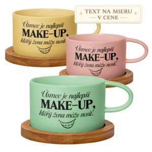 Hrnček Úsmev je najlepší make-up, ktorý žena môže nosiť – originálny hrnček s textom