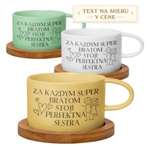 Hrnček makrónka Za každým super bratom stojí perfektná sestra