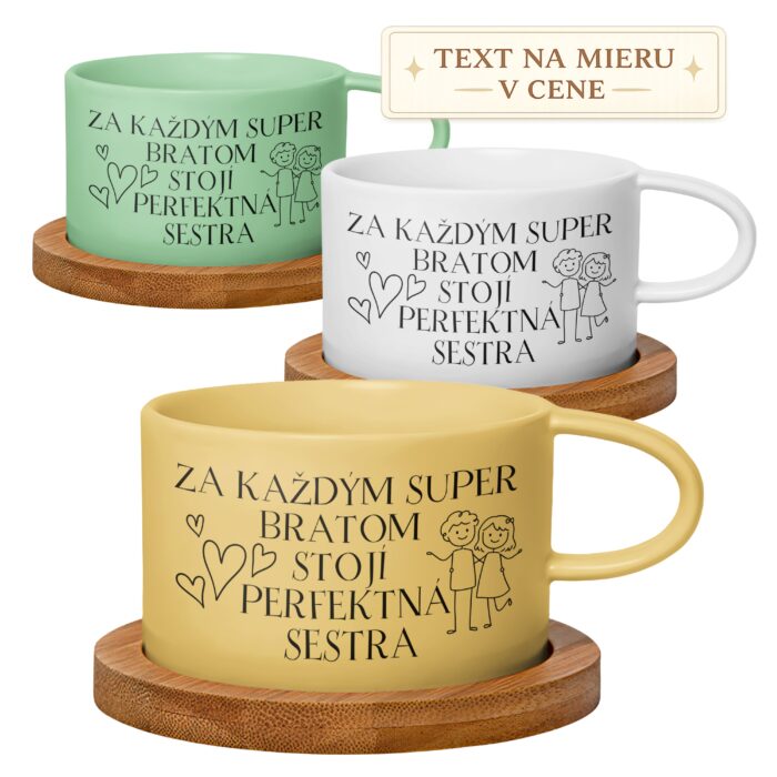 Hrnček makrónka Za každým super bratom stojí perfektná sestra