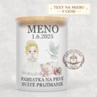 Sviečka na prvé sväté prijímanie – dievča s blond vlasmi, holubicou a kalichom