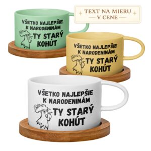 Hrnček makrónka Všetko najlepšie k narodeninám ty starý kohút