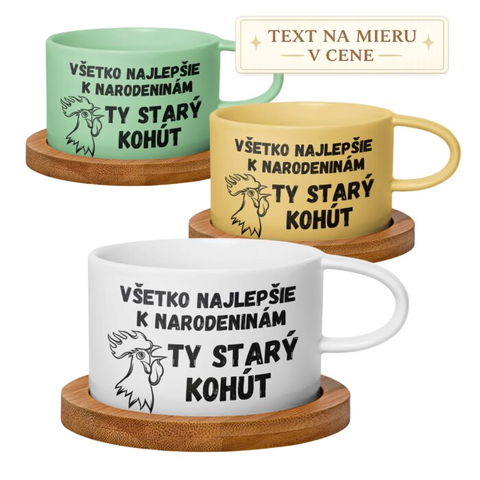 Hrnček makrónka Všetko najlepšie k narodeninám ty starý kohút