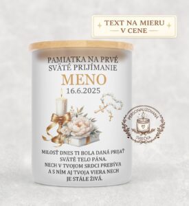 Sviečka na prvé sväté prijímanie – sviečka, ruženec a venovanie