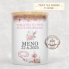 Sviečka na prvé sväté prijímanie – ružový motív s holubicou