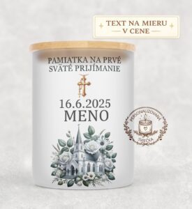 Sviečka na prvé sväté prijímanie – kostol a zlatý kríž