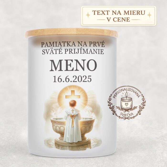 Sviečka na prvé sväté prijímanie – dieťa pri kríži
