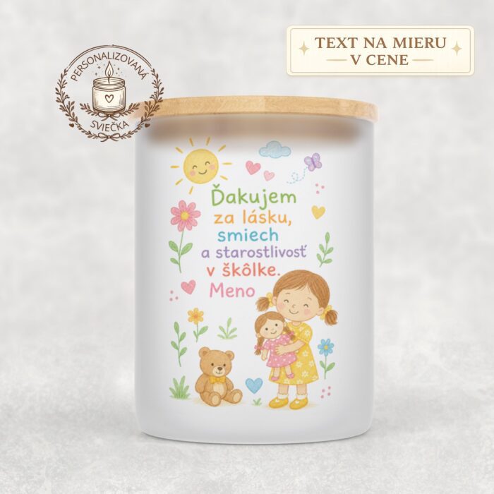 Sviečka Ďakujem za lásku, smiech a starostlivosť v škôlke