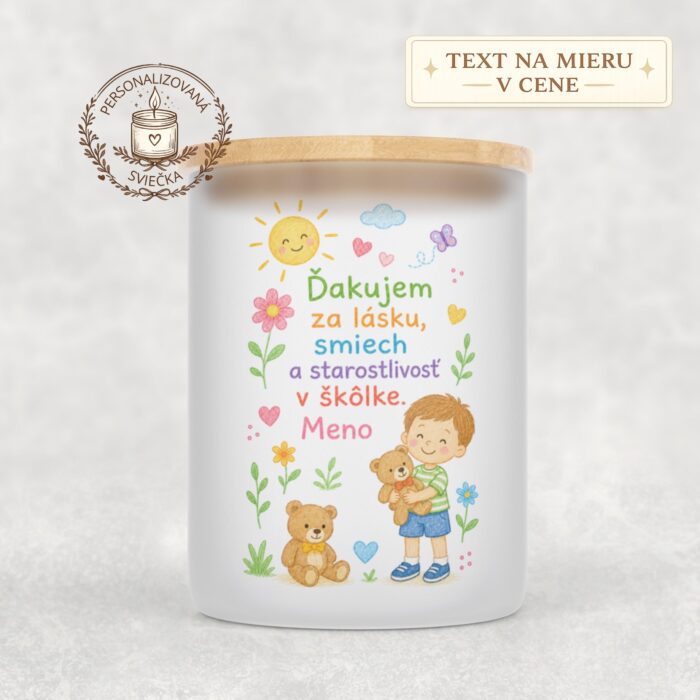 Sviečka pre pani učiteľku v škôlke – Ďakujem za lásku, smiech a starostlivosť Sviečka pre pani učiteľku v škôlke – Ďakujem za lásku, smiech a starostlivosť