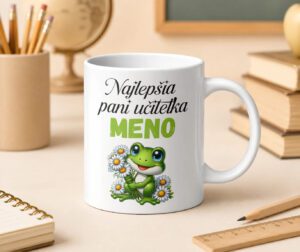 Hrnček Najlepšia pani učiteľka – žabka s menom