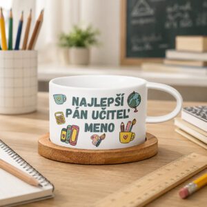 Hrnček makrónka pre najlepšieho pána učiteľa s menom