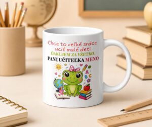 Hrnček – Pani učiteľka s veselou žabkou