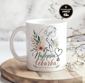 Domov 6 Hrnček Najlepšia lekárka s jemným elegantným motívom