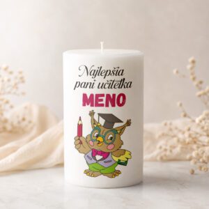 Sviečka pre pani učiteľku – Najlepšia pani učiteľka so sovičkou